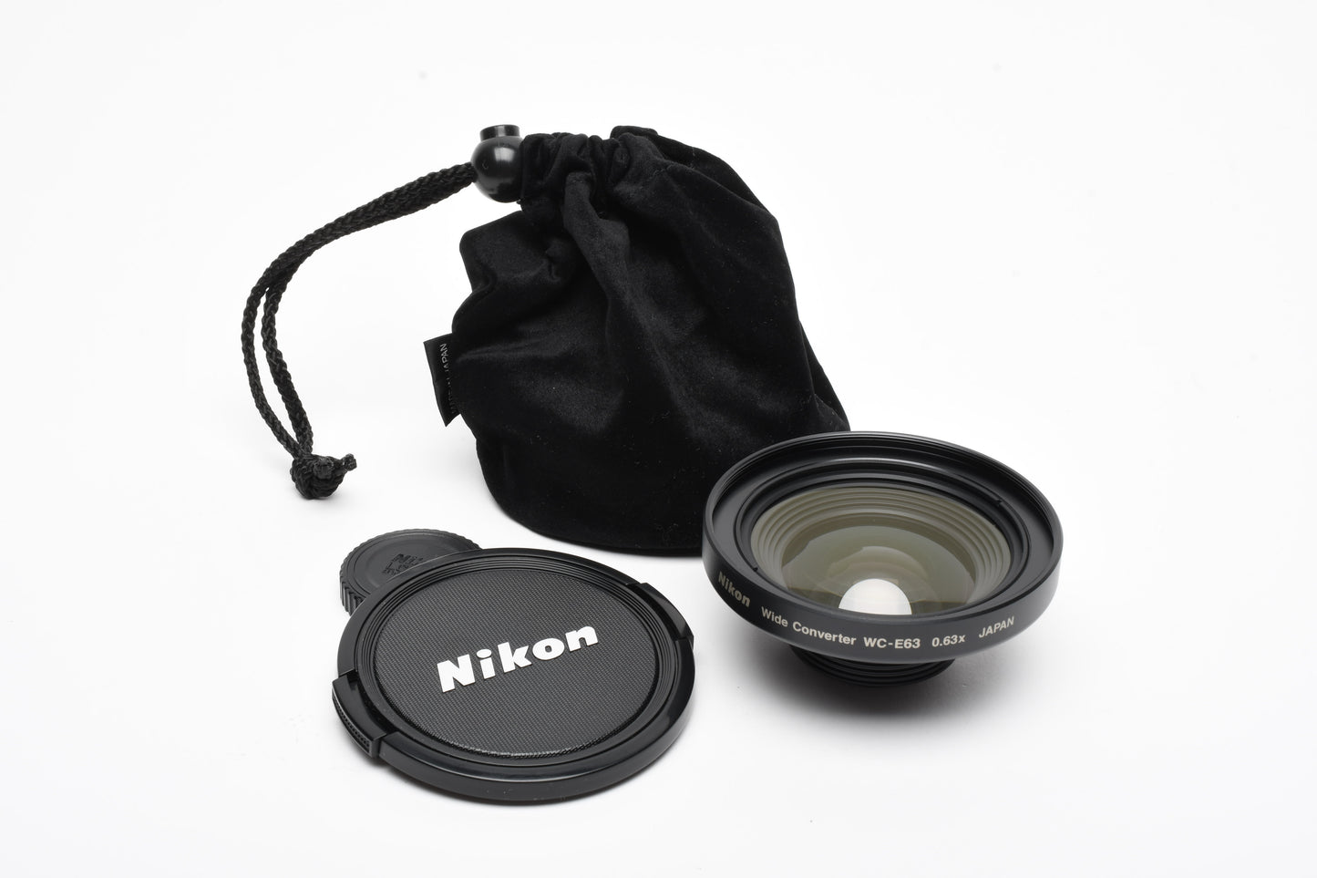 Nikon WC-E63 .63X Wide Converter Lens, Caps+Pouch, Mint-