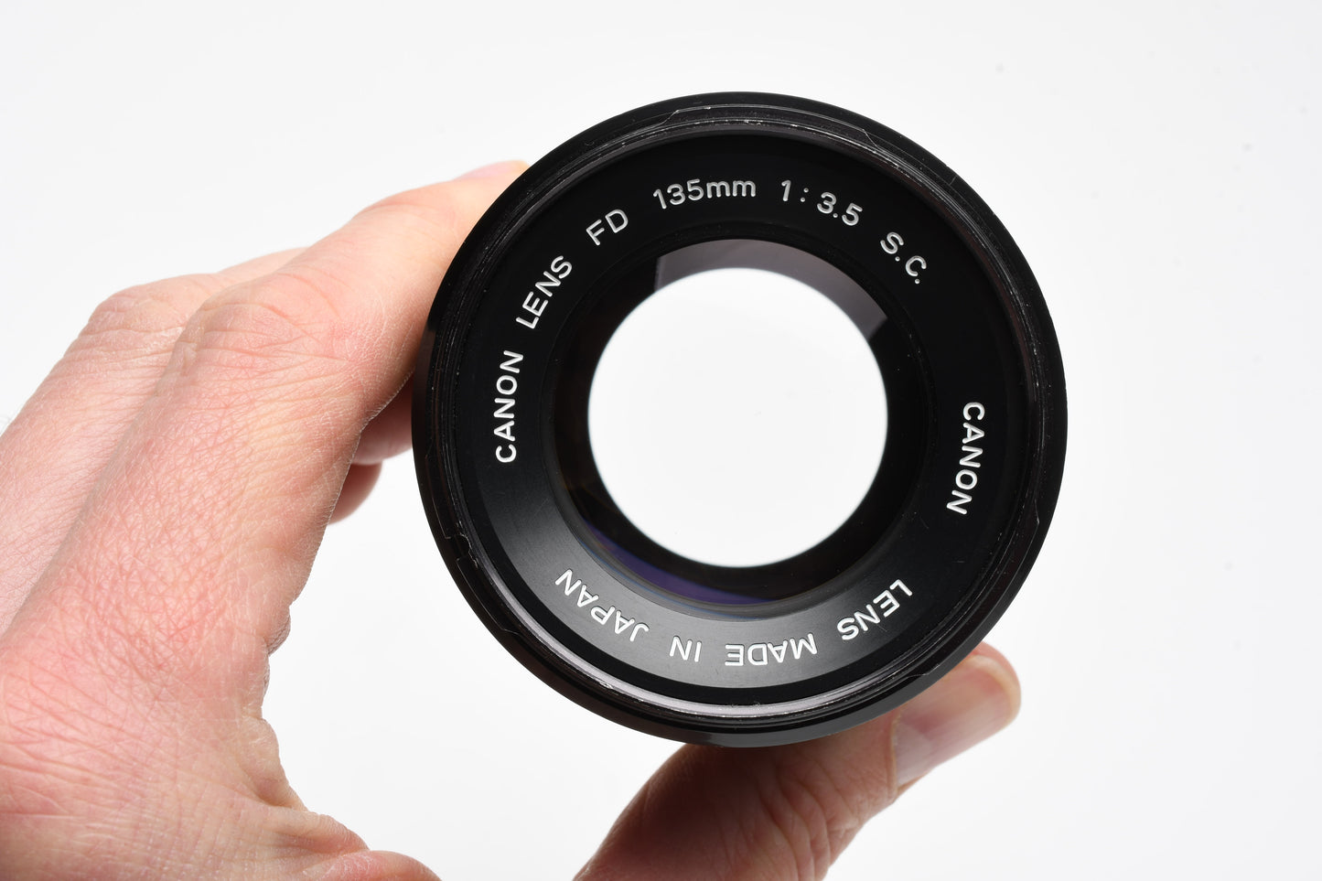Canon 135mm F3.5 S.C. FD lens, caps, clean and sharp