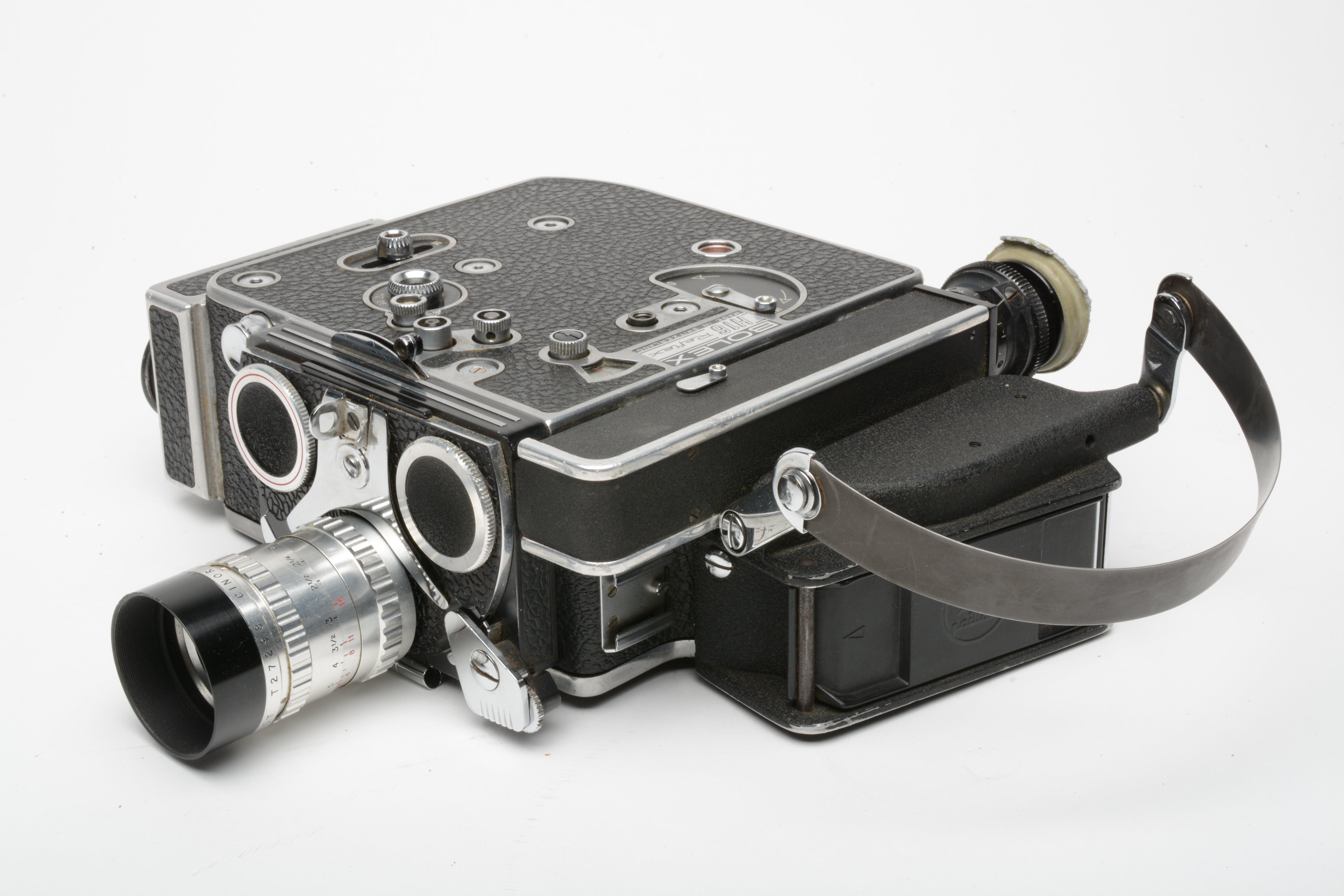 Bolex H16 Rex5 1966 16mm movie camera w/Kern Cinor P 25mm f1.8, case++  MCE-17B