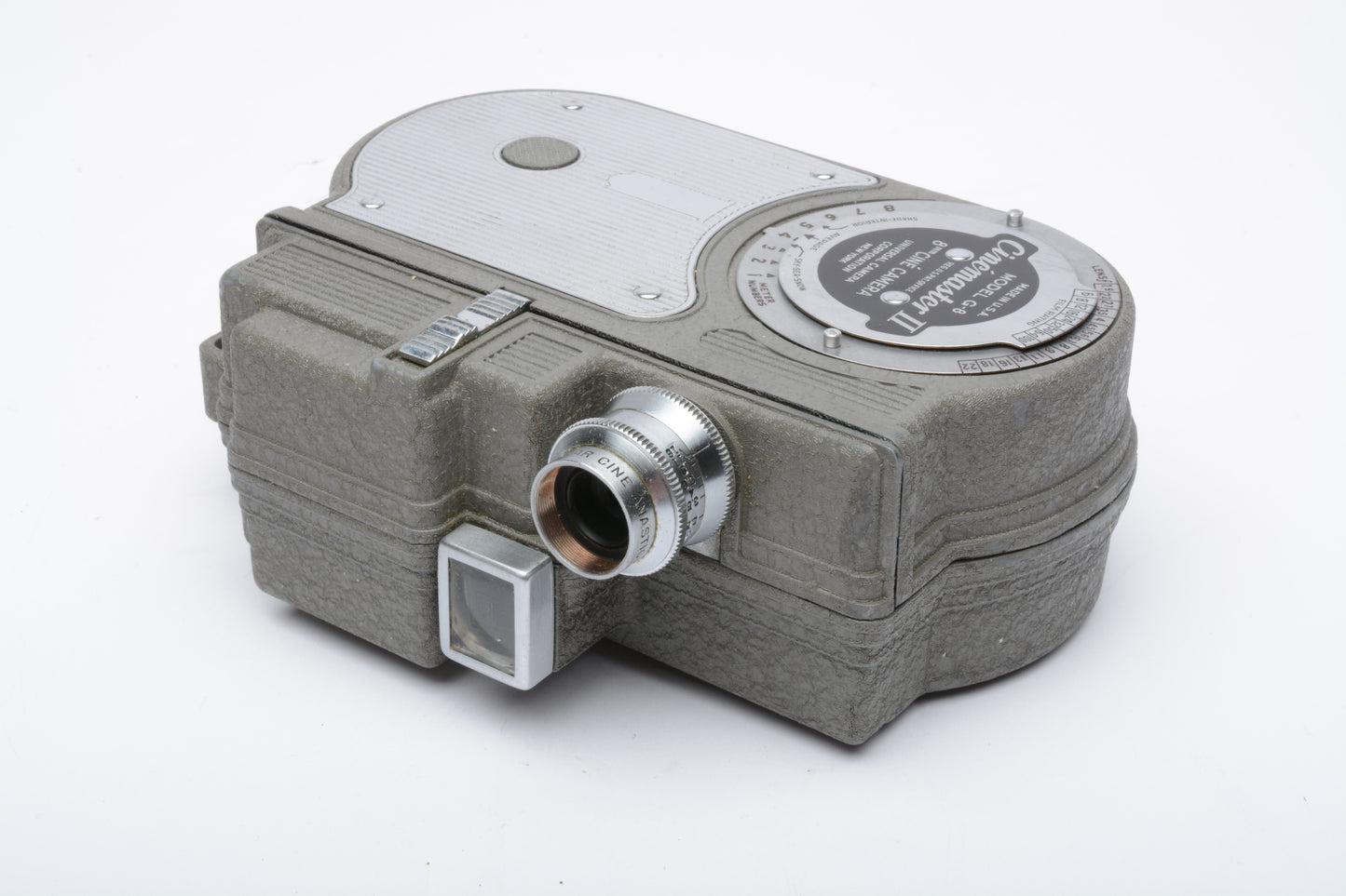 Vintage Universal Camera Cinemaster II G8 cine camera w/1/2" lens, works!  box + manual