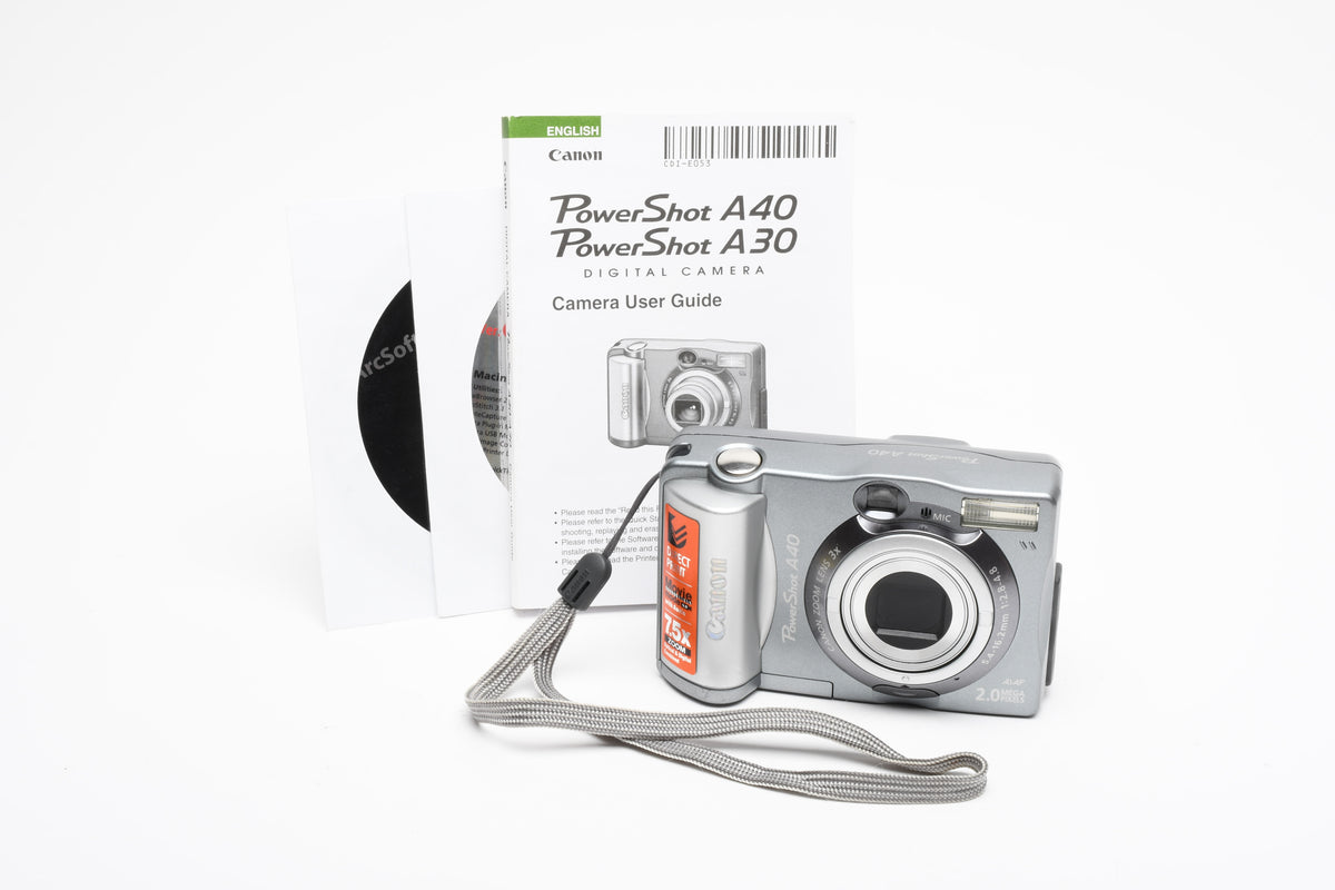 Canon Powershot A40 2MP Digital Point&Shoot Camera, Manual+Strap, Tested