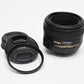 Nikon AF Nikkor 50mm f1.4G prime lens, nice prime lens w/caps+UV