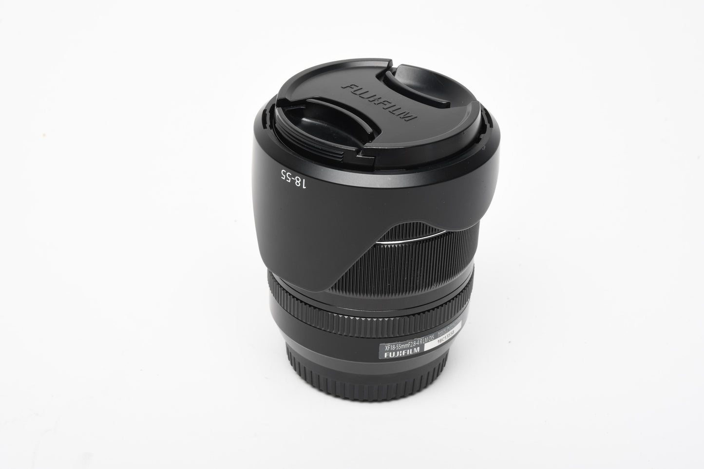Fuji Fujinon Super EBC 18-55mm f2.8-4 R LM OIS zoom lens, caps & hood, clean