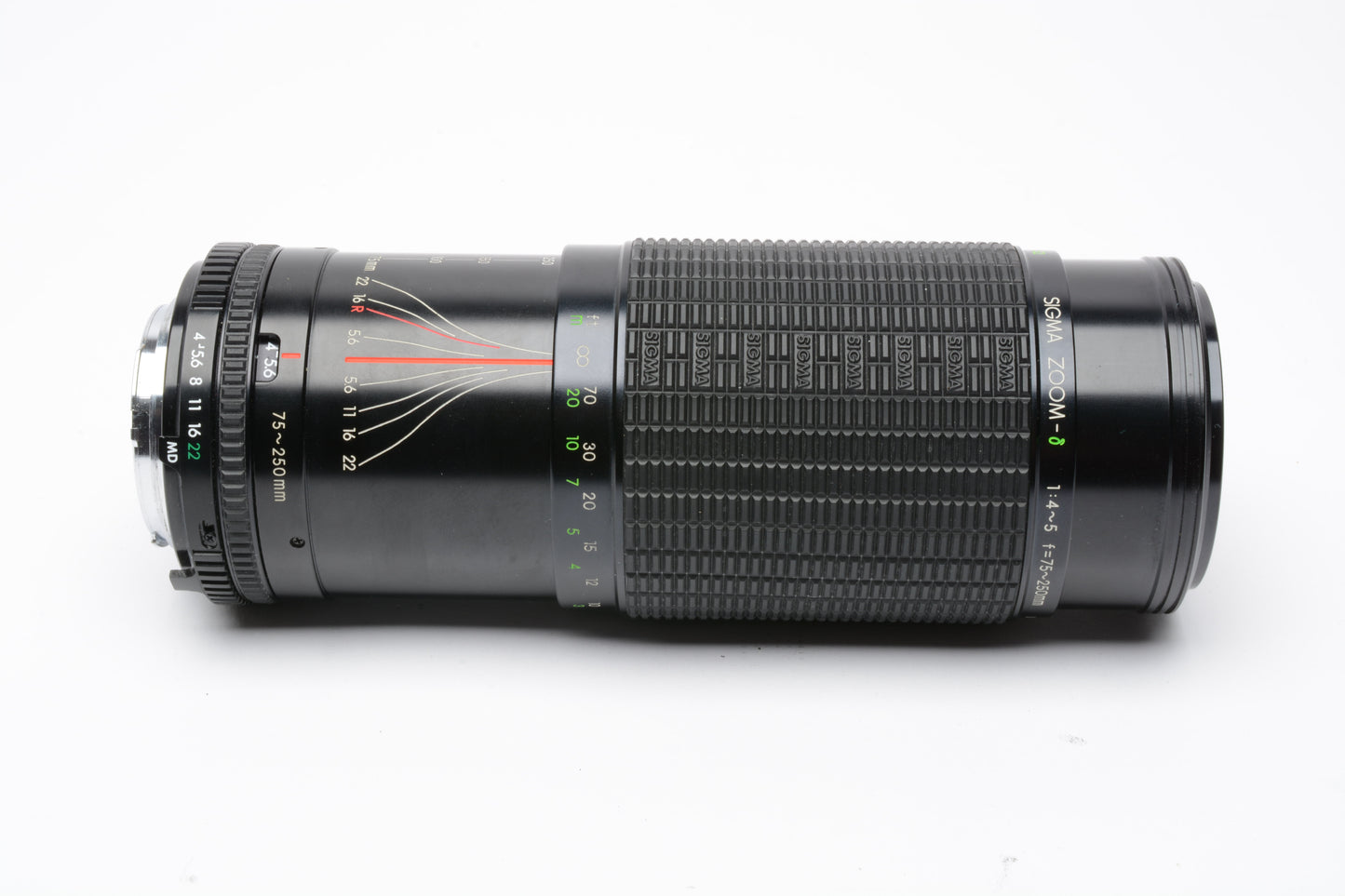 Sigma 75-250mm f4-5.6 Telephoto zoom lens Minolta MD Mount, Caps, Case, Tested