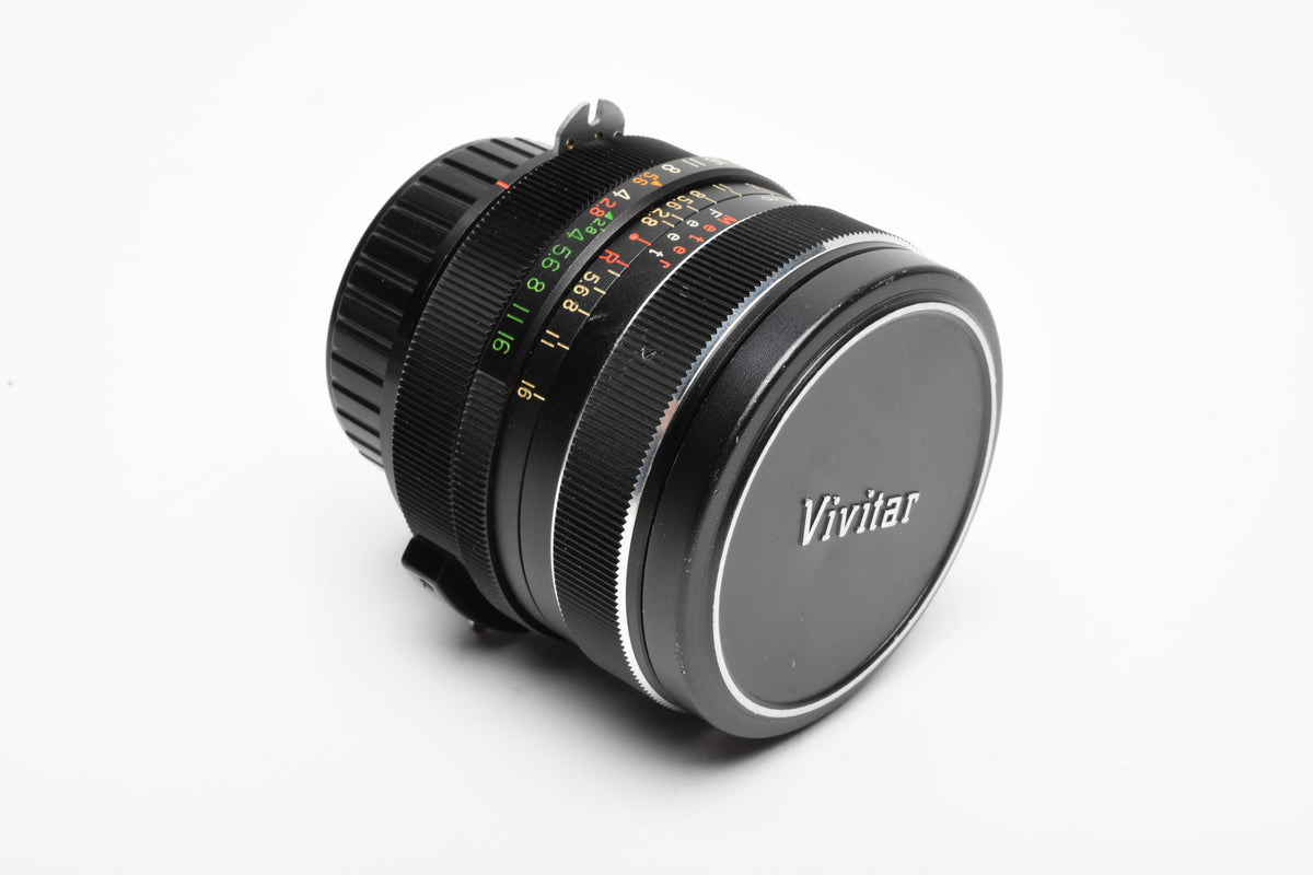 Vivitar 28mm f2.8 wide angle lens for Nikon F Mount, caps, pouch, clean