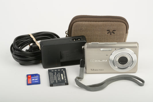 Casio Exilim EX-Z70  7.2MP Digital Point&Shoot camera (Silver), SD, case, batt+charger