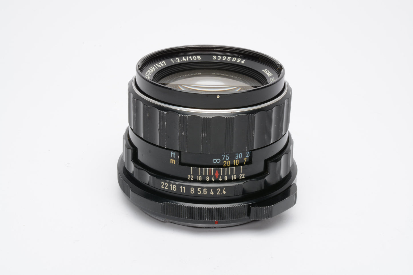 Super Takumar 6x7 105mm f2.4 lens, caps + fitted case, clean