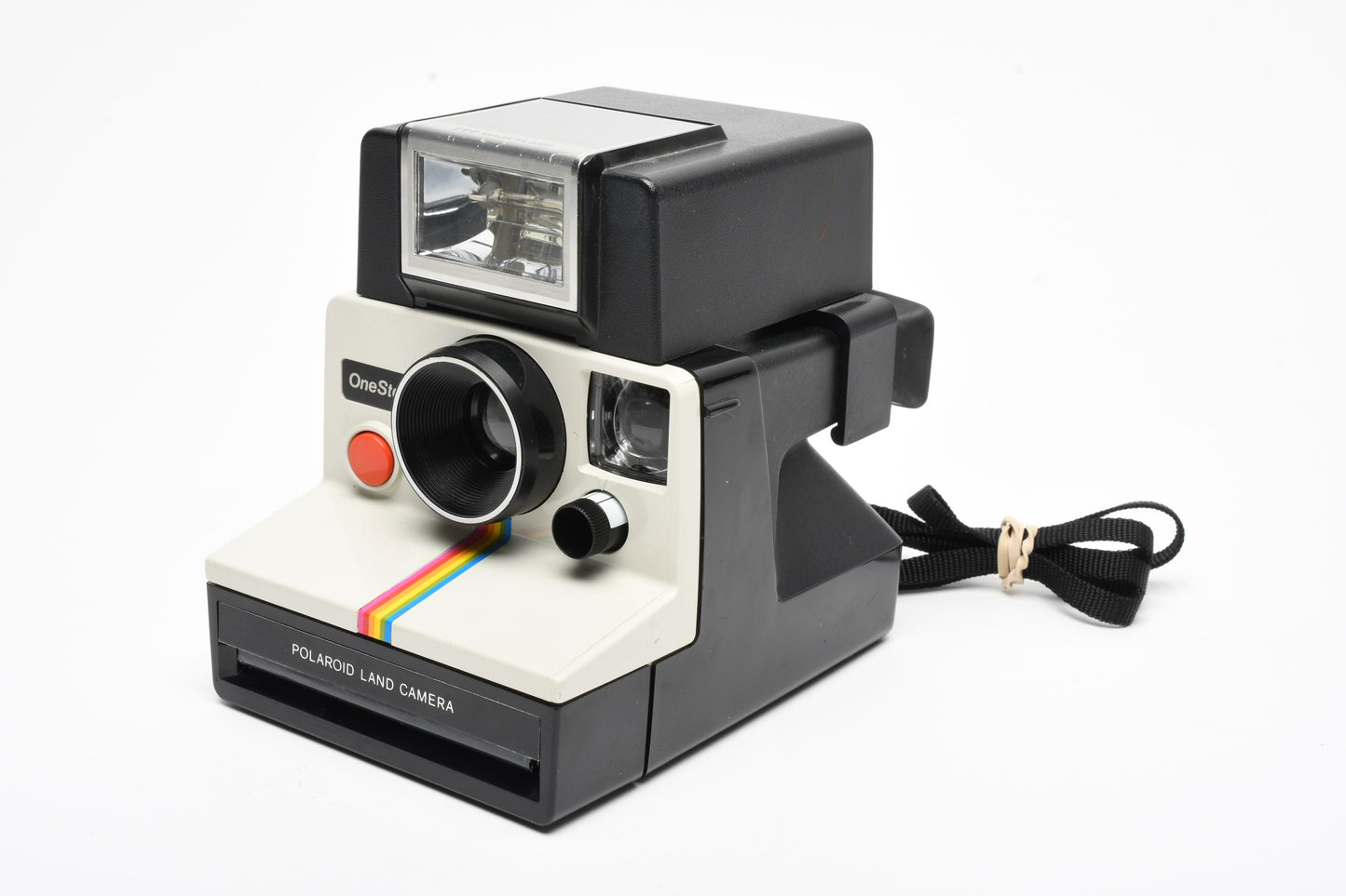 Polaroid One Step Land Instant camera w/rainbow stripe, Electronic Flash, Great