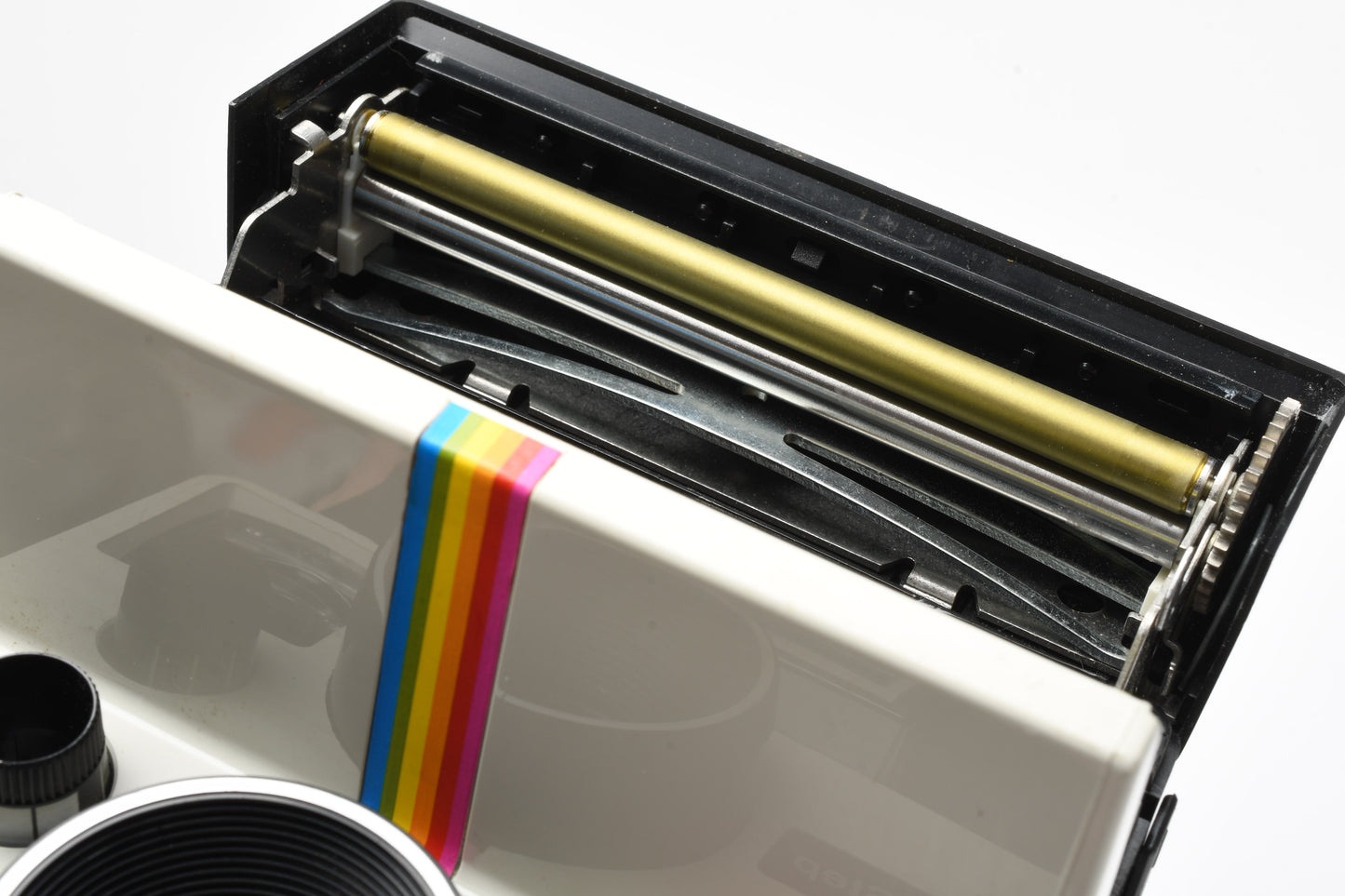 Polaroid One Step Land Instant camera w/rainbow stripe, Electronic Flash, Great