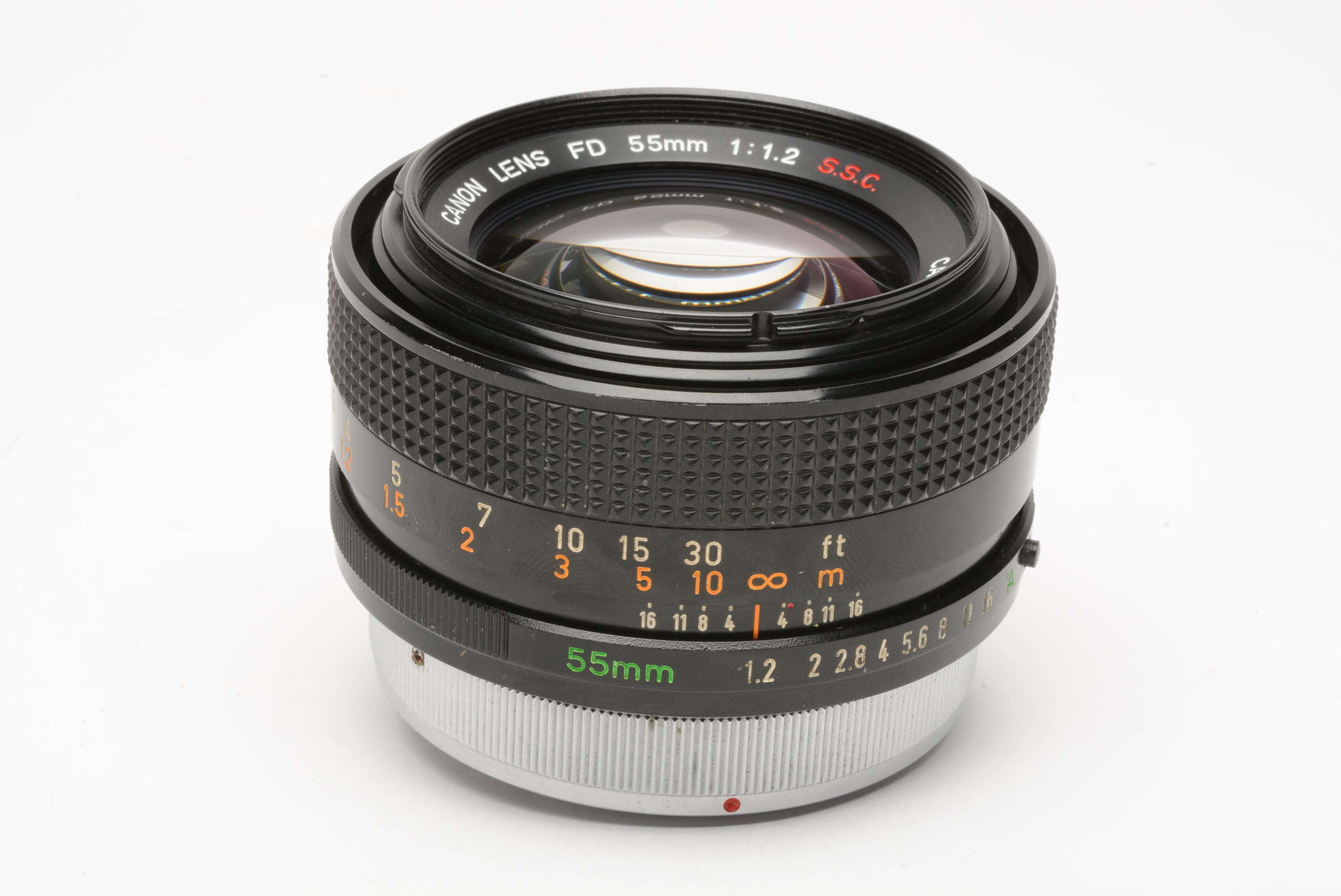 Canon FD 55mm f1.2 prime MF lens, caps, nice & sharp!