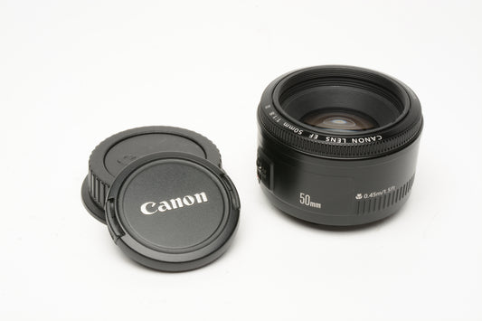 Canon EF 50mm f1.8 II prime lens, caps, good!