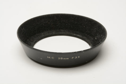 Minolta MC 28mm f3.5 metal lens hood 55mm Diameter, nice