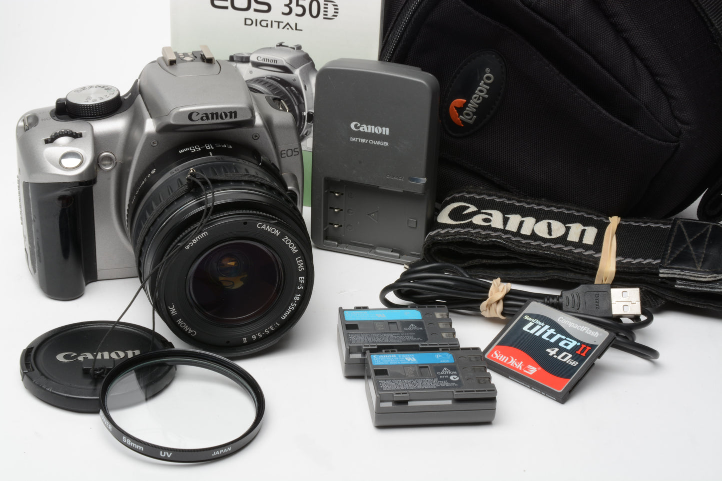 Canon Digital Rebel XT DSLR w/18-55mm F3.5-5.6 II, ++Accessories