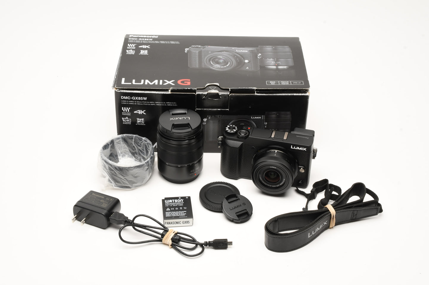 Panasonic Lumix GX85 16MP Digital  Point&Shoot w/12-32 + 45-150mm Kit Mint-