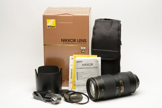 Nikon N AF-S Nikkor 80-400mm f/4.5-5.6 G ED Lens w/Box, Case, Hood, USA Version