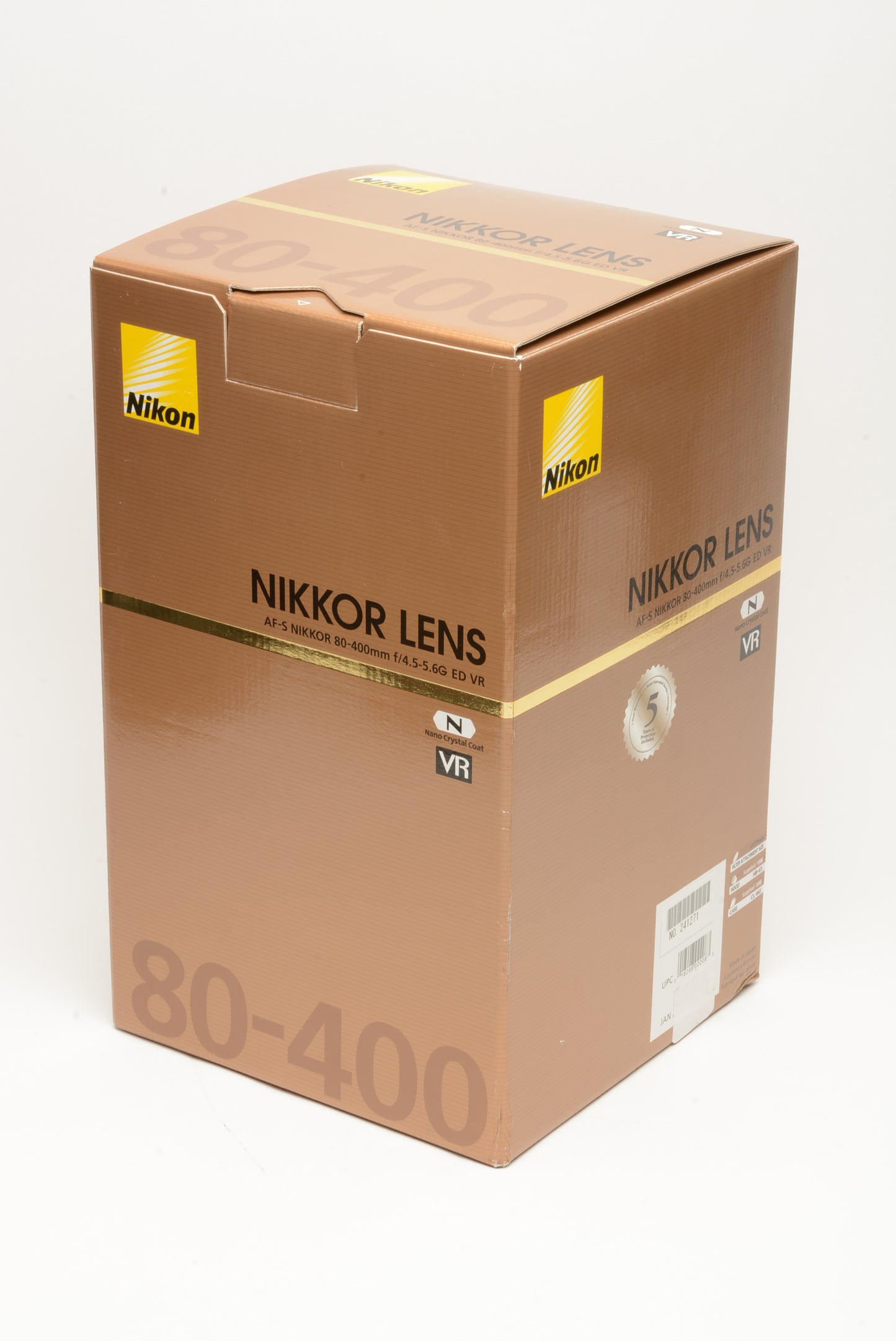 Nikon N AF-S Nikkor 80-400mm f/4.5-5.6 G ED Lens w/Box, Case, Hood, USA Version