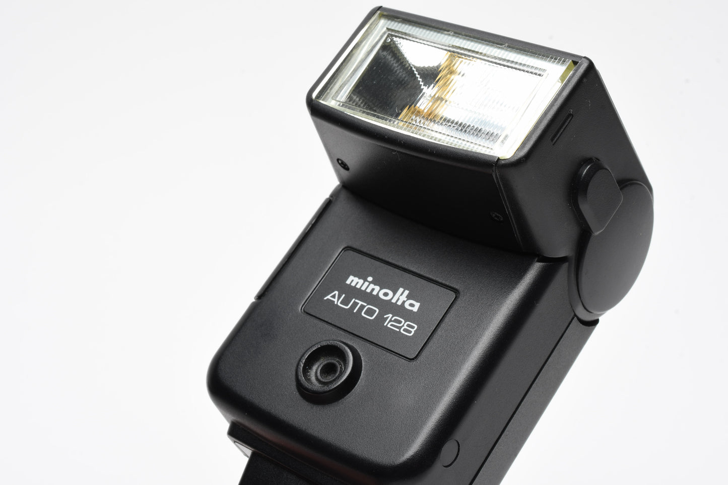Minolta Auto 128 electronic flash, nice & clean, tested, w/Case+Manual+Diffuser