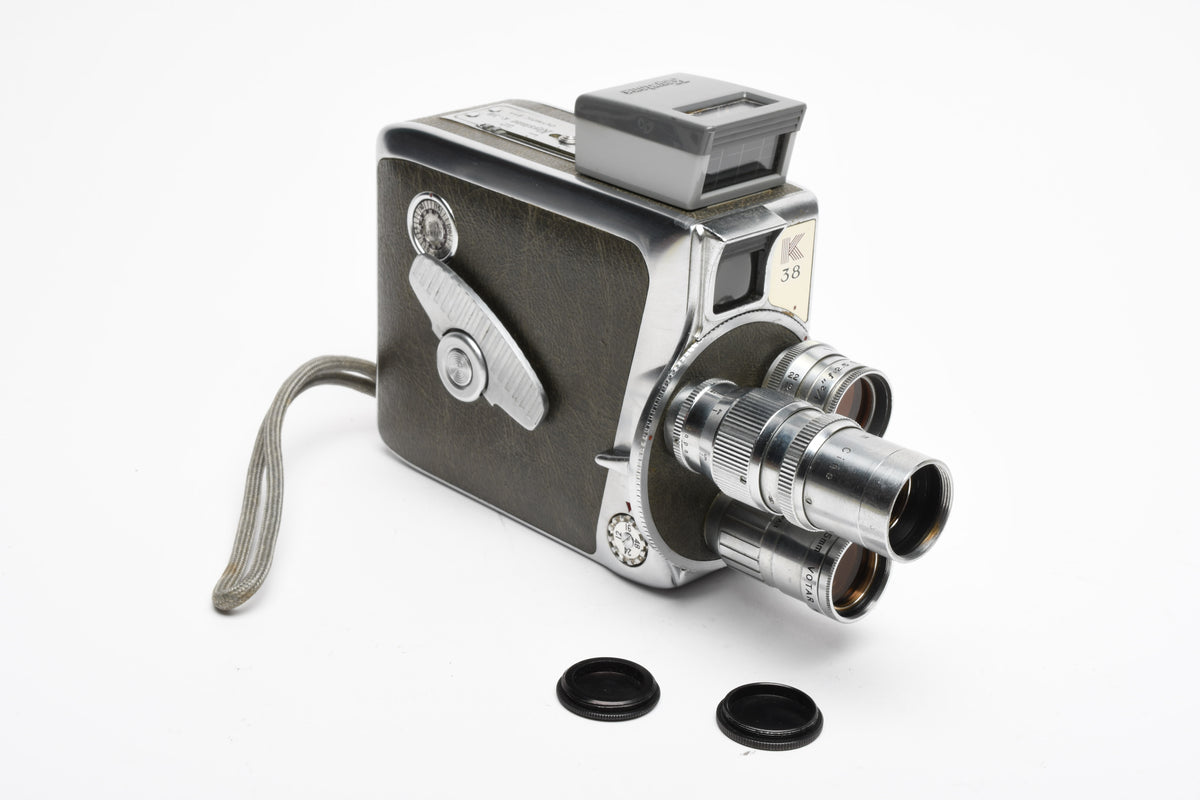 Keystone K-38 Olympic 8mm Movie camera w/3 lenses and meter, Great!