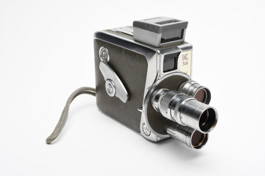 Keystone K-38 Olympic 8mm Movie camera w/3 lenses and meter, Great!