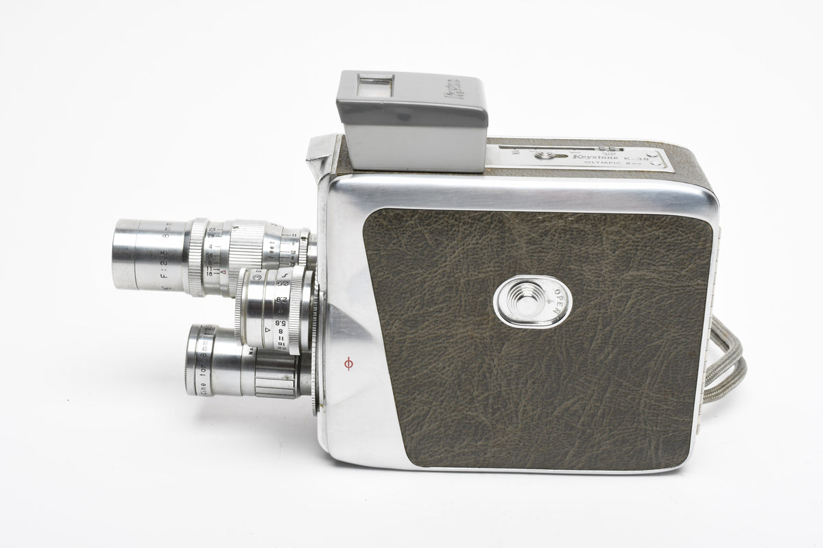 Keystone K-38 Olympic 8mm Movie camera w/3 lenses and meter, Great!