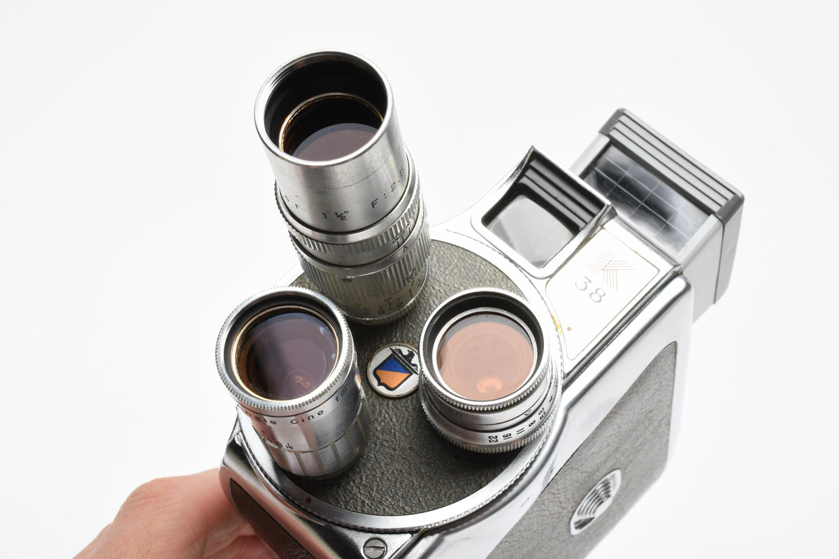 Keystone K-38 Olympic 8mm Movie camera w/3 lenses and meter, Great!