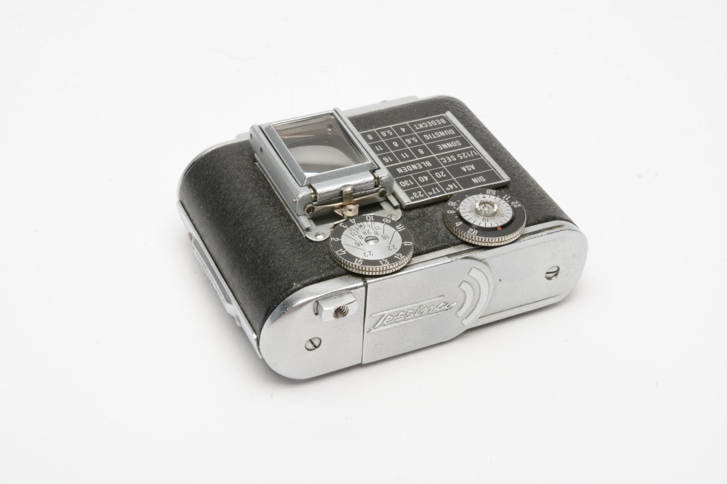 Tessina Black Vintage Subminiature Camera w/25mm f/2.8 Made in Switzerland, Great!