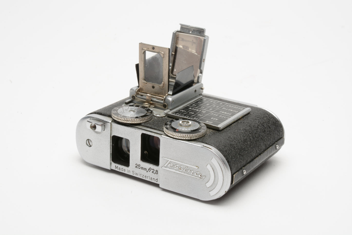 Tessina Black Vintage Subminiature Camera w/25mm f/2.8 Made in Switzerland, Great!