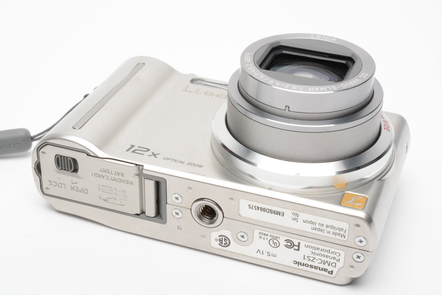 Panasonic Lumix DMC-ZS1 10.1MP Digital Point&Shoot Camera 2X batts, Silver, tested