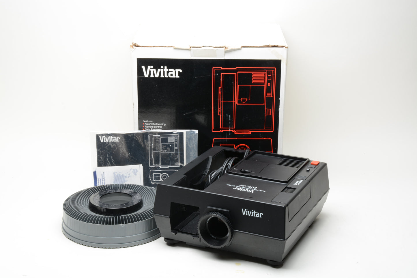 Vivitar 2000AF 35mm Slide projector, tested, great! w/Box, tray, remote