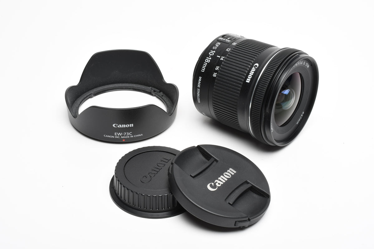 Canon EFS 10-18mm f4.5-5.6 IS STM Zoom Lens, w/Caps and Hood, Nice!
