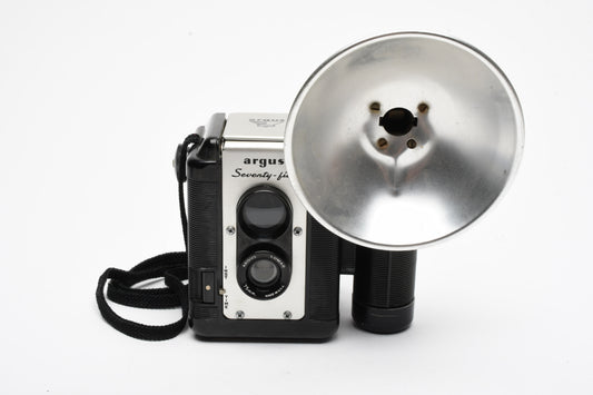 Argus Seventy-Five TLR camera w/Flash reflector, works, Vintage