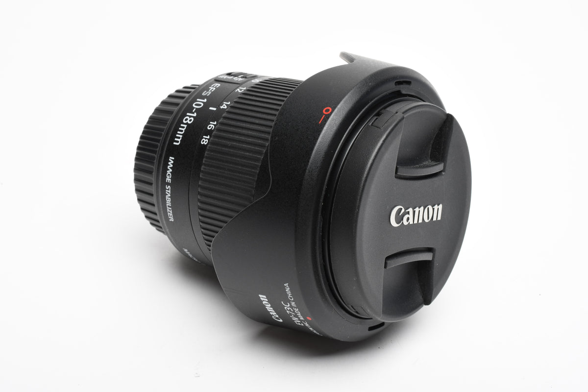 Canon EFS 10-18mm f4.5-5.6 IS STM Zoom Lens, w/Caps and Hood, Nice!