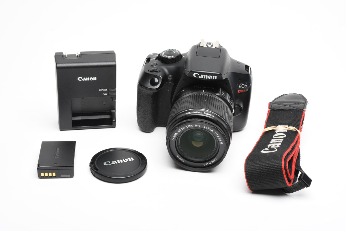 Canon EOS Rebel T6 DSLR w/18-55mm f3.5-5.6 IS, w/Batt, Charger, Strap 17,965 Acts, Nice!