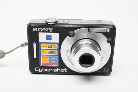 Sony DSC-W70 7.2MP Digital Point&Shoot camera, case+batt+charger, Tested