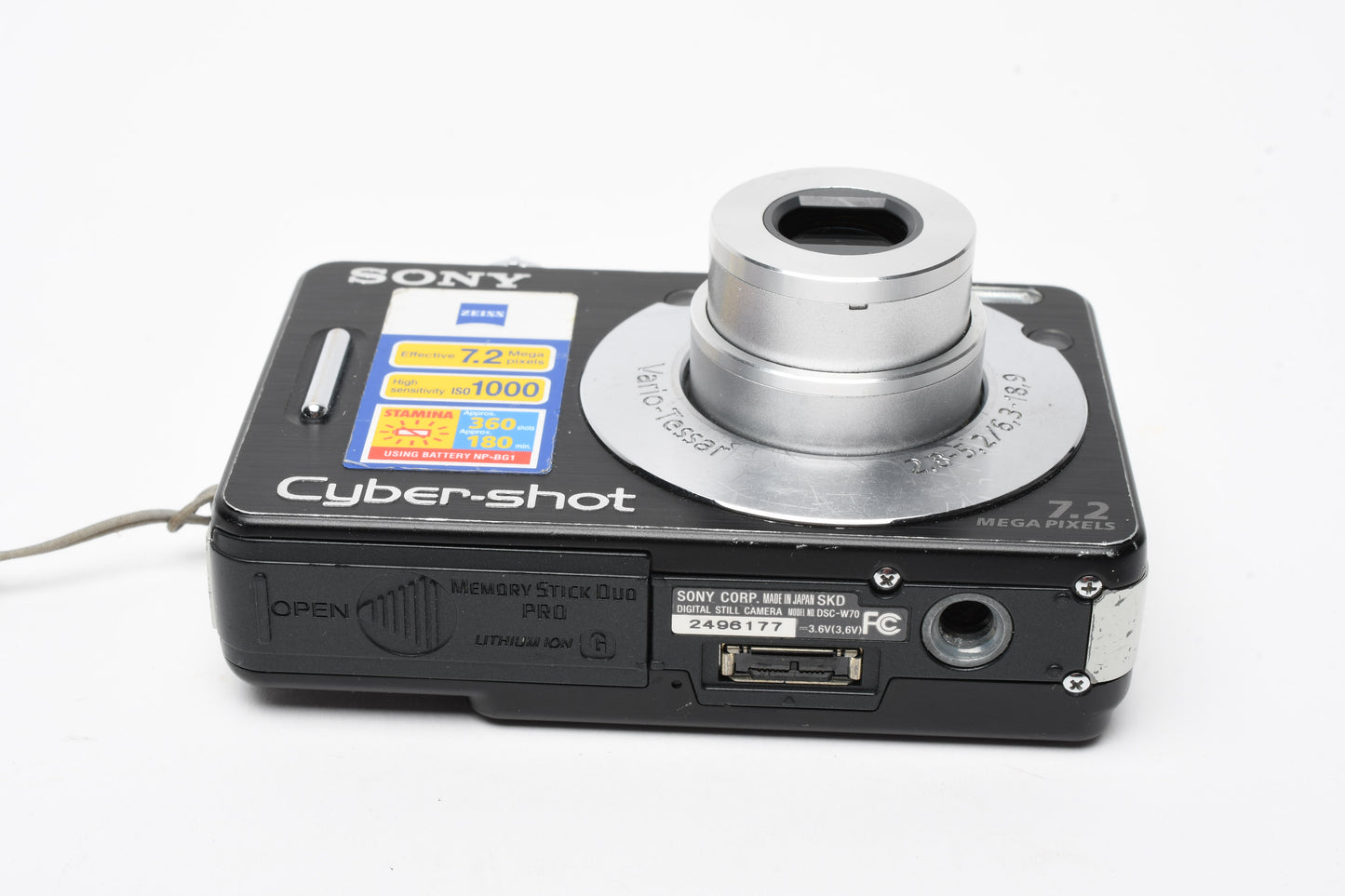 Sony DSC-W70 7.2MP Digital Point&Shoot camera, case+batt+charger, Tested