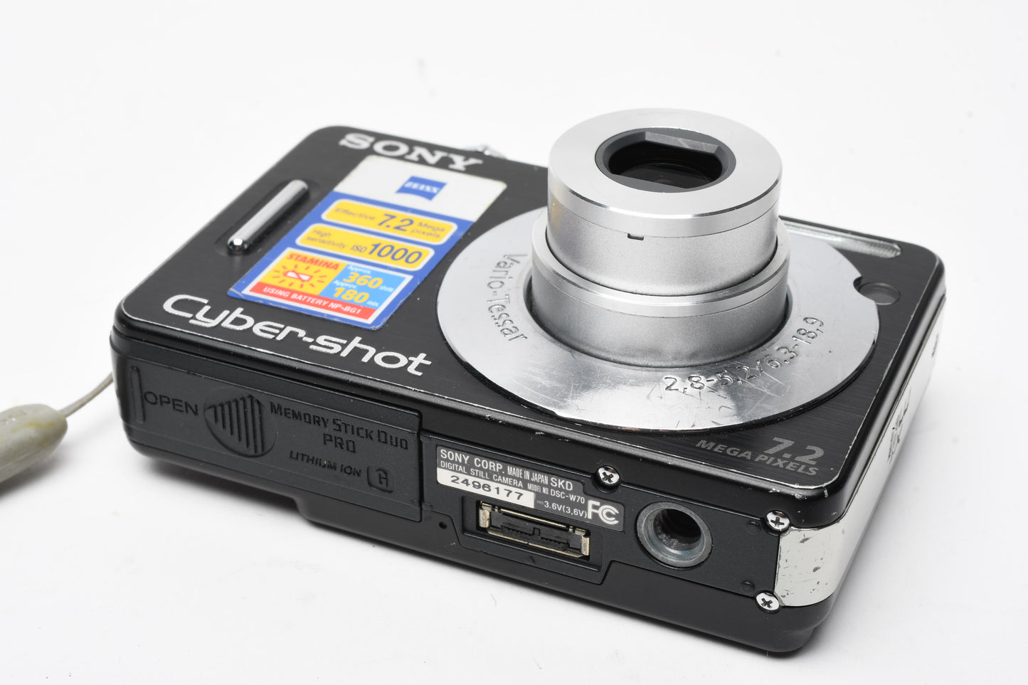 Sony DSC-W70 7.2MP Digital Point&Shoot camera, case+batt+charger, Tested