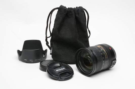 Nikon AF-S Nikkor 18-200mm F3.5-5.6 G ED VR DX zoom lens, Hood+Pouch, Mint-