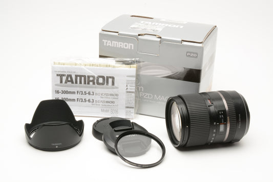 Tamron AF 16-300mm PZD Di II f3.5-6.3, Sony A mount w/Lens hood, UV, caps