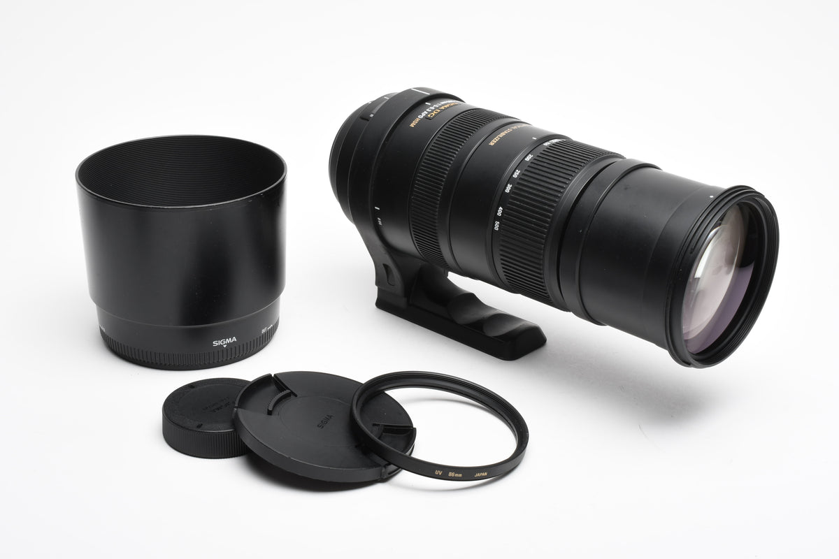 Sigma AF 150-500mm F5-6.3 APO HSM DG OS Lens For Canon, Hood, Collar, UV, Great!