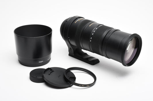 Sigma AF 150-500mm F5-6.3 APO HSM DG OS Lens For Canon, Hood, Collar, UV, Great!
