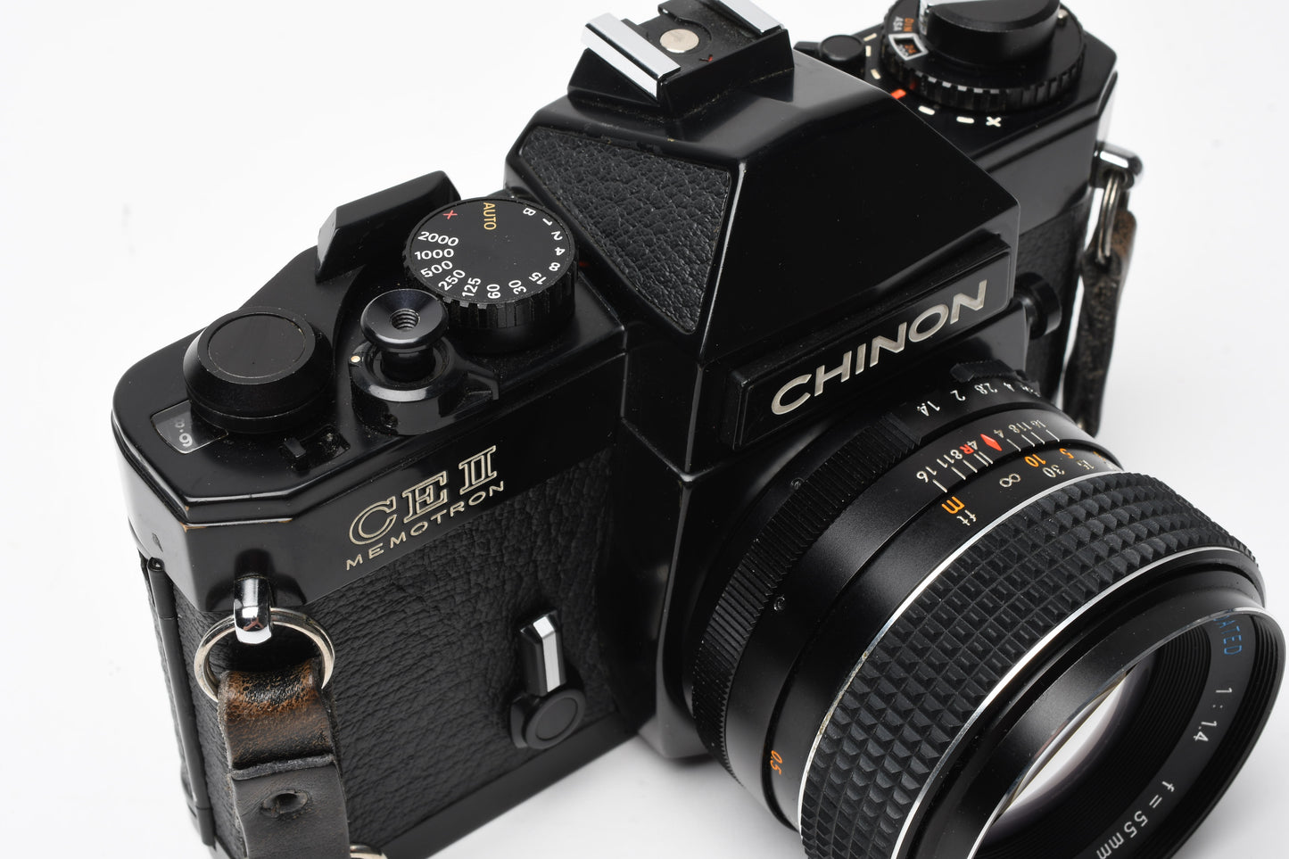 Chinon CE II Memotron 35mm SLR w/55mm f1.4, Case, Tested, Great!