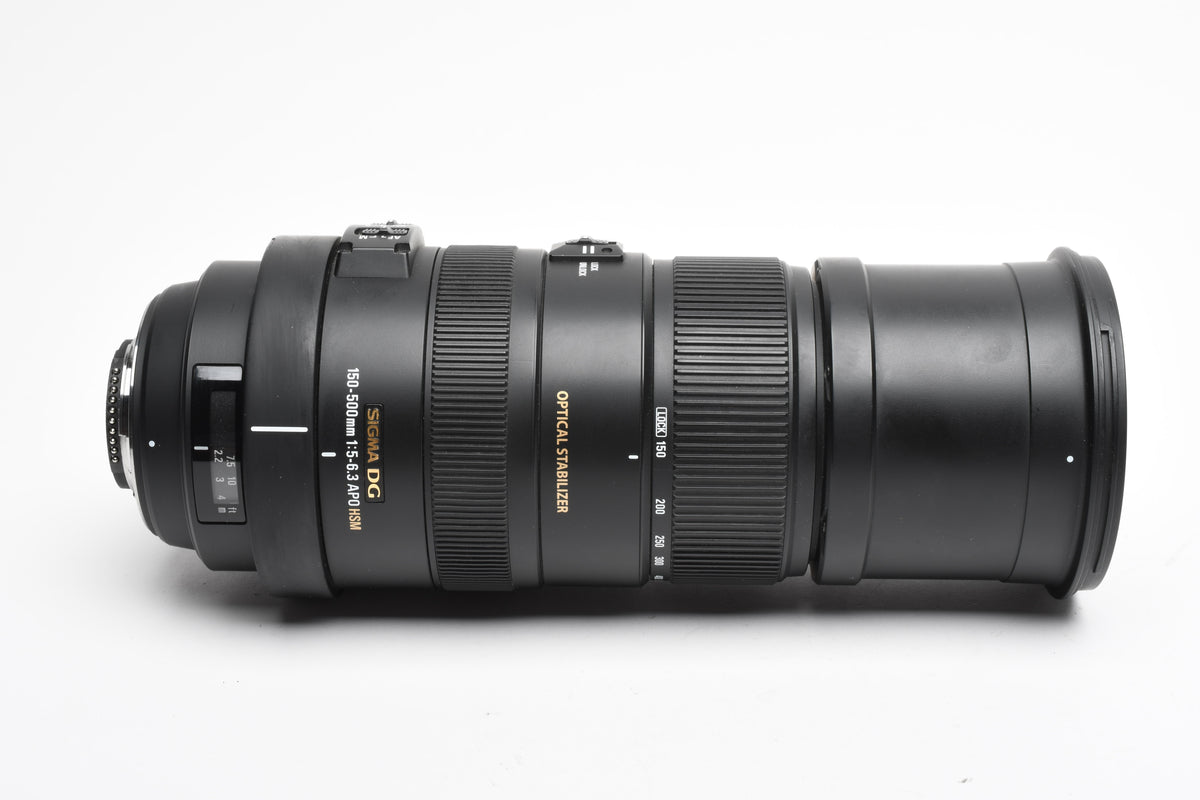 Sigma AF 150-500mm F5-6.3 APO HSM DG OS Lens For Canon, Hood, Collar, UV, Great!