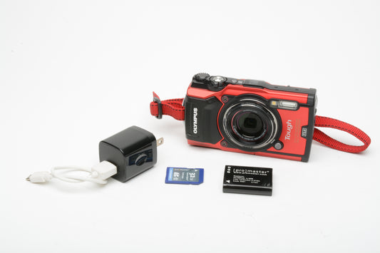 Olympus Tough TG-5 Red digital Point&Shoot w/batt, USB, 32GB SD, very clean, tested
