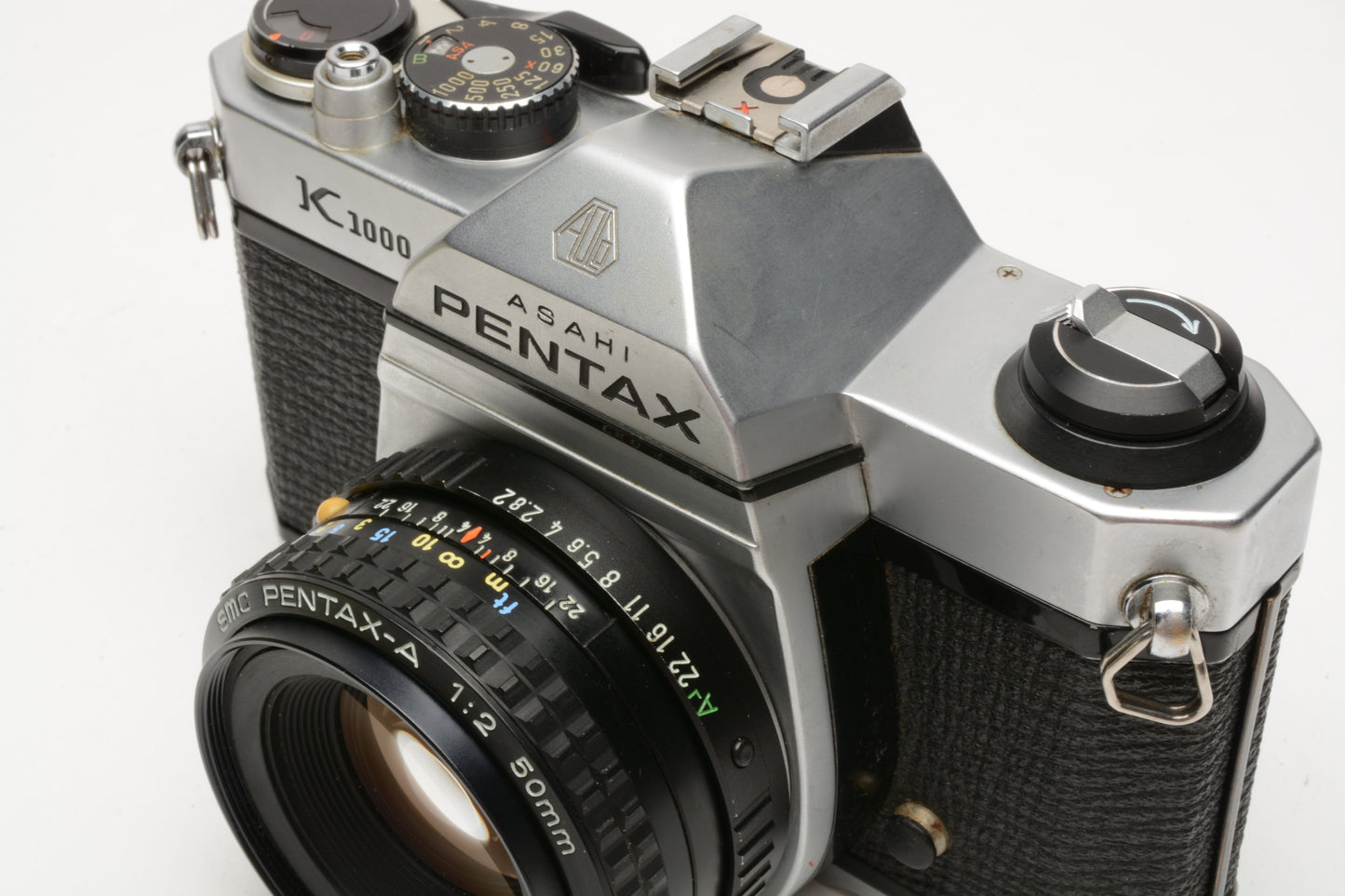 Pentax K1000 35mm SLR w/50mm f2 lens, New seals, strap, Good, Clean