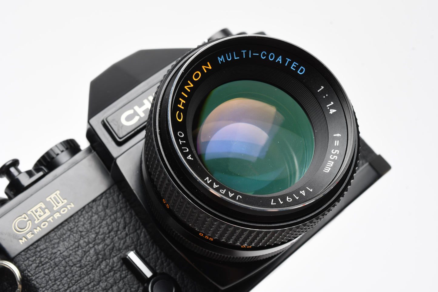 Chinon CE II Memotron 35mm SLR w/55mm f1.4, Case, Tested, Great!