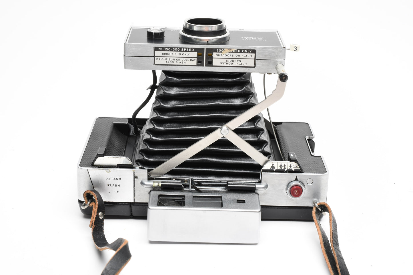 Polaroid Land 250 Instant camera w/fitted case and flash reflector, Clean