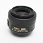 Nikon AF-S Nikkor 35mm f1.8G DX lens, caps, Great! Mint-