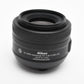 Nikon AF-S Nikkor 35mm f1.8G DX lens, caps, Great! Mint-