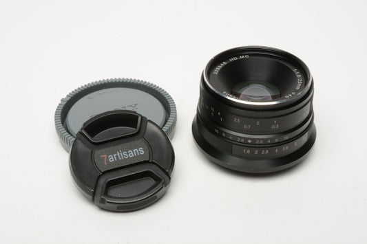 7 Artisans 25mm f1.8 wide lens for Sony E-Mount, Caps