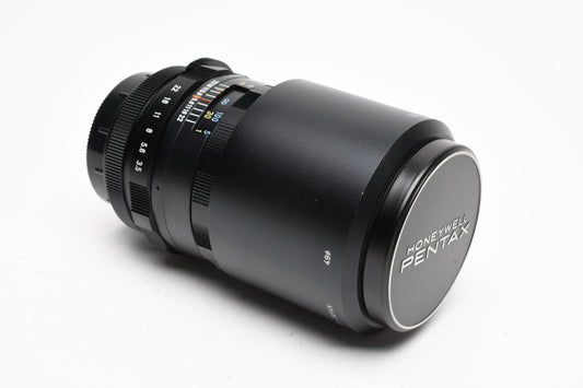 Pentax Super MC Takumar 135mm f3.5 M42 Mount lens, case, hood, caps, Mint